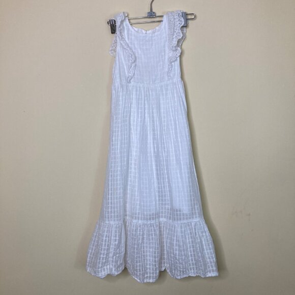 Cat & Jack Girls White Eyelet Ruffle Maxi Dress S (6/6X) 100% Cotton - Picture 1 of 9